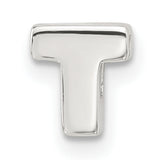 Sterling Silver Letter T Charm Pendant, Polished Block Initial Monogram Jewelry