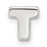 Sterling Silver Letter T Charm Pendant, Polished Block Initial Monogram Jewelry