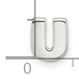 Sterling Silver Letter U Pendant Charm, Polished Block Initial Design for Women or Unisex Use