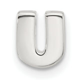 Sterling Silver Letter U Pendant Charm, Polished Block Initial Design for Women or Unisex Use