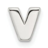 Sterling Silver Letter V Pendant, Polished Block Initial Charm, Unisex Monogram Jewelry