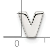 Sterling Silver Letter V Pendant, Polished Block Initial Charm, Unisex Monogram Jewelry