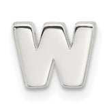 Sterling Silver Letter W Pendant Charm in Polished Block Style for Men or Women