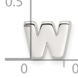 Sterling Silver Letter W Pendant Charm in Polished Block Style for Men or Women