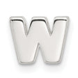 Sterling Silver Letter W Pendant Charm in Polished Block Style for Men or Women