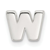 Sterling Silver Letter W Pendant Charm in Polished Block Style for Men or Women