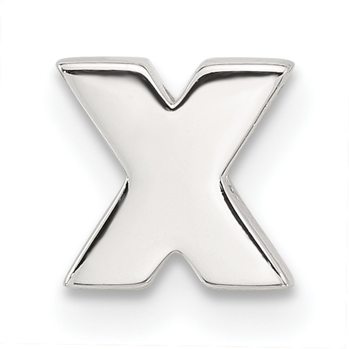 Sterling Silver Letter X Pendant Charm, Bold Modern Flat Initial Jewelry for Men or Women