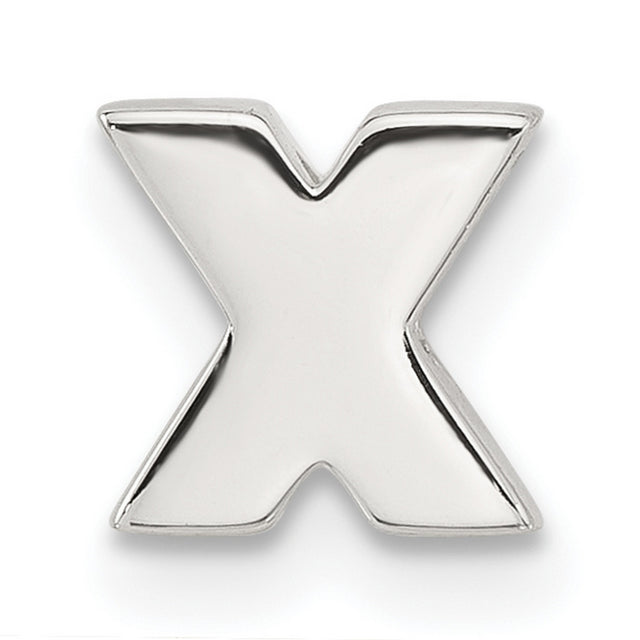 Sterling Silver Letter X Pendant Charm, Bold Modern Flat Initial Jewelry for Men or Women