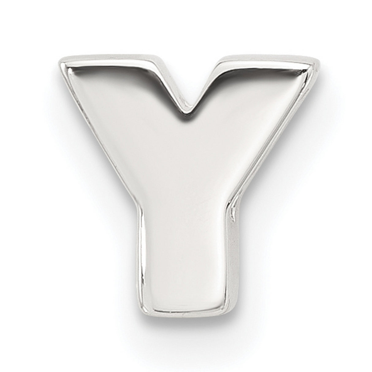 Sterling Silver Initial Y Pendant, Block Letter Charm with Polished Monogram Design