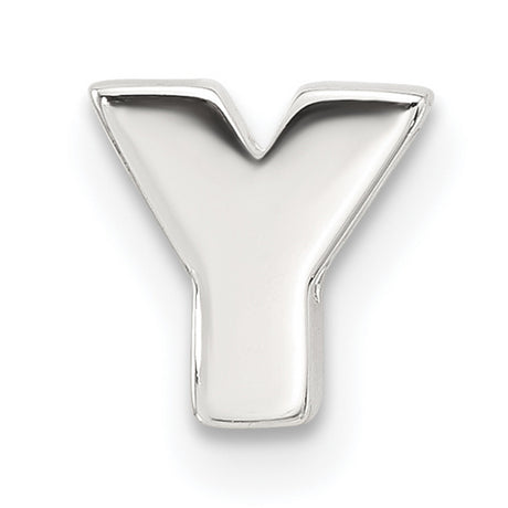 Sterling Silver Initial Y Pendant, Block Letter Charm with Polished Monogram Design