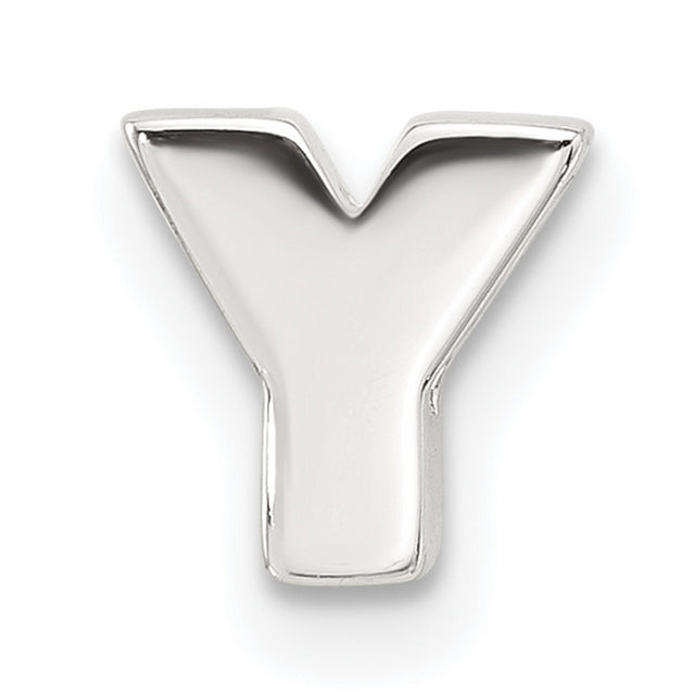 Sterling Silver Initial Y Pendant, Block Letter Charm with Polished Monogram Design