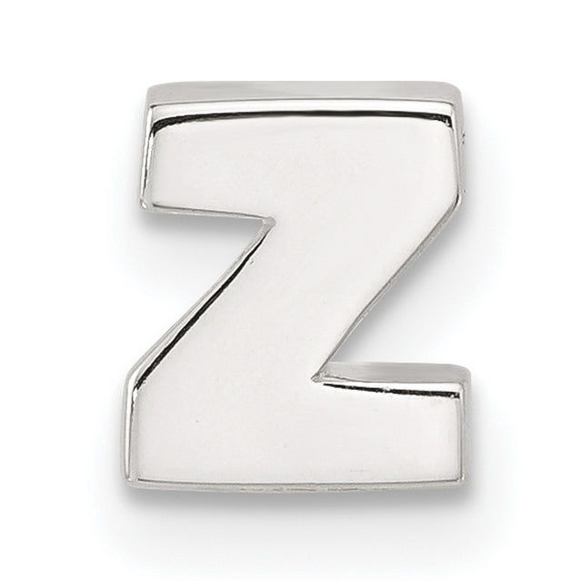 Sterling Silver Letter Z Pendant, Block Initial Charm for Necklace or Bracelet