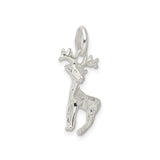 Sterling Silver Deer Pendant with Reindeer Antler Design, Nature-Inspired Winter Jewelry