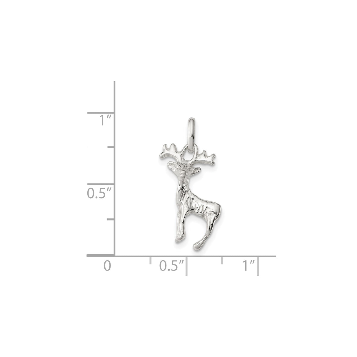 Sterling Silver Deer Pendant with Reindeer Antler Design, Nature-Inspired Winter Jewelry
