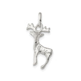 Sterling Silver Deer Pendant with Reindeer Antler Design, Nature-Inspired Winter Jewelry