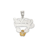 Sterling Silver Pendant, Two Tone Heart with Gold Tone Rose, Special Friend Engraving