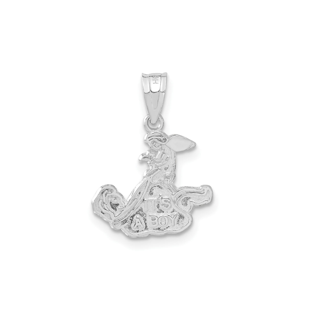 Sterling Silver Pendant with Stork Carrying Baby, Its a Boy Charm, New Mom Keepsake