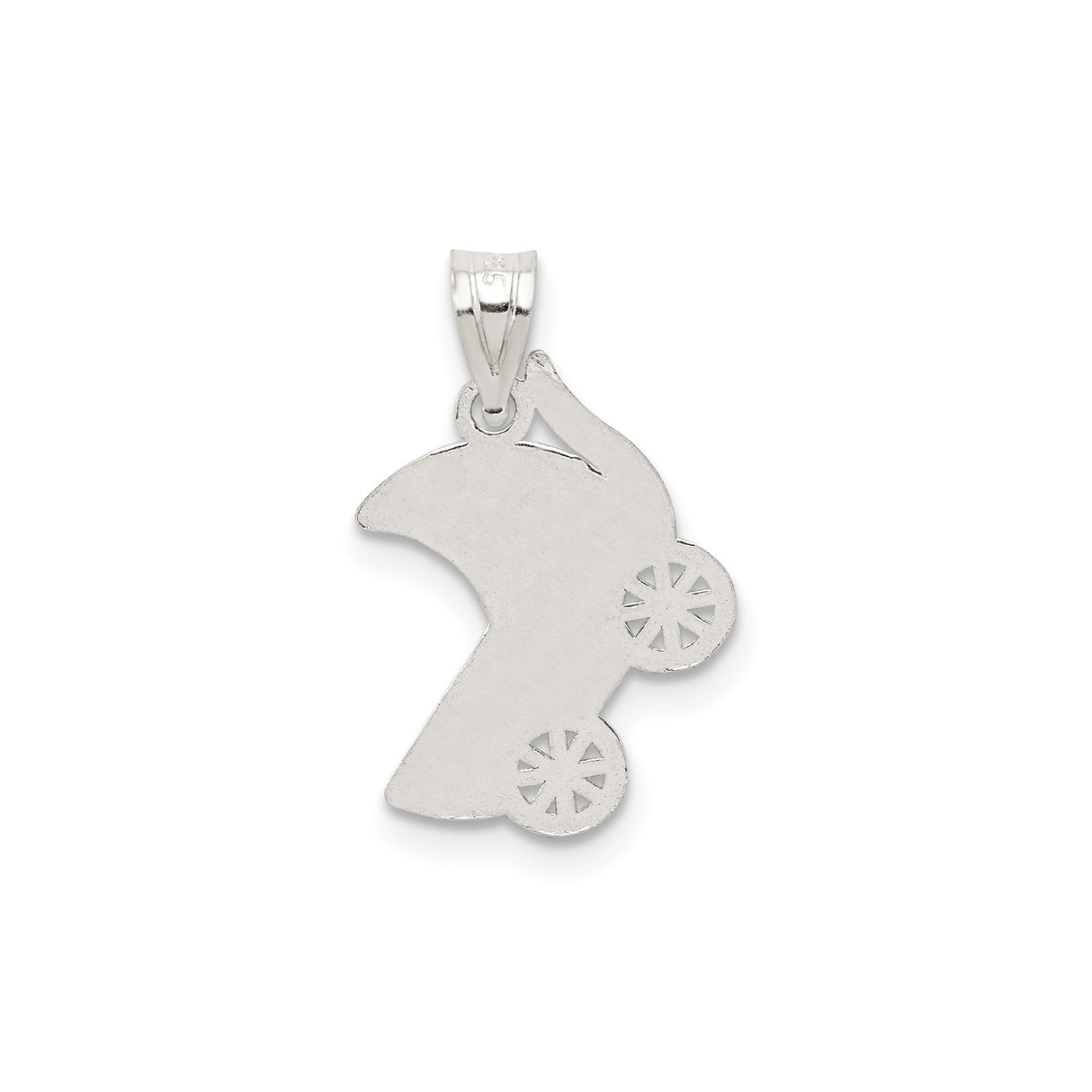 Sterling Silver Pendant, Baby Stroller Design with Number One Baby Engraving, Motherhood Theme