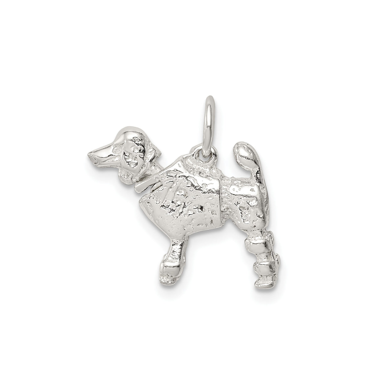 Sterling Silver Poodle Dog Pendant Charm, Detailed Animal Theme for Pet Lovers