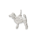 Sterling Silver Poodle Dog Pendant Charm, Detailed Animal Theme for Pet Lovers