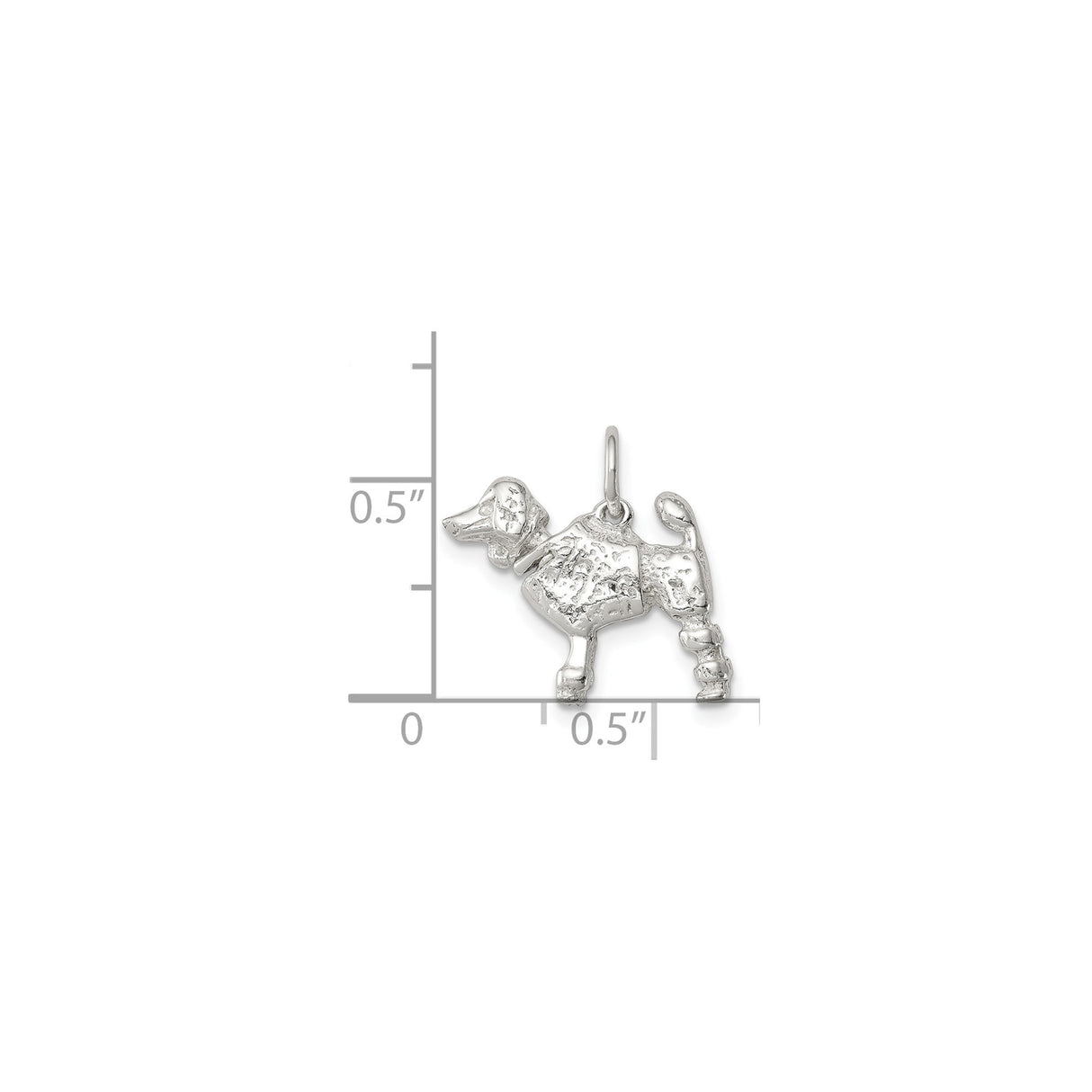 Sterling Silver Poodle Dog Pendant Charm, Detailed Animal Theme for Pet Lovers