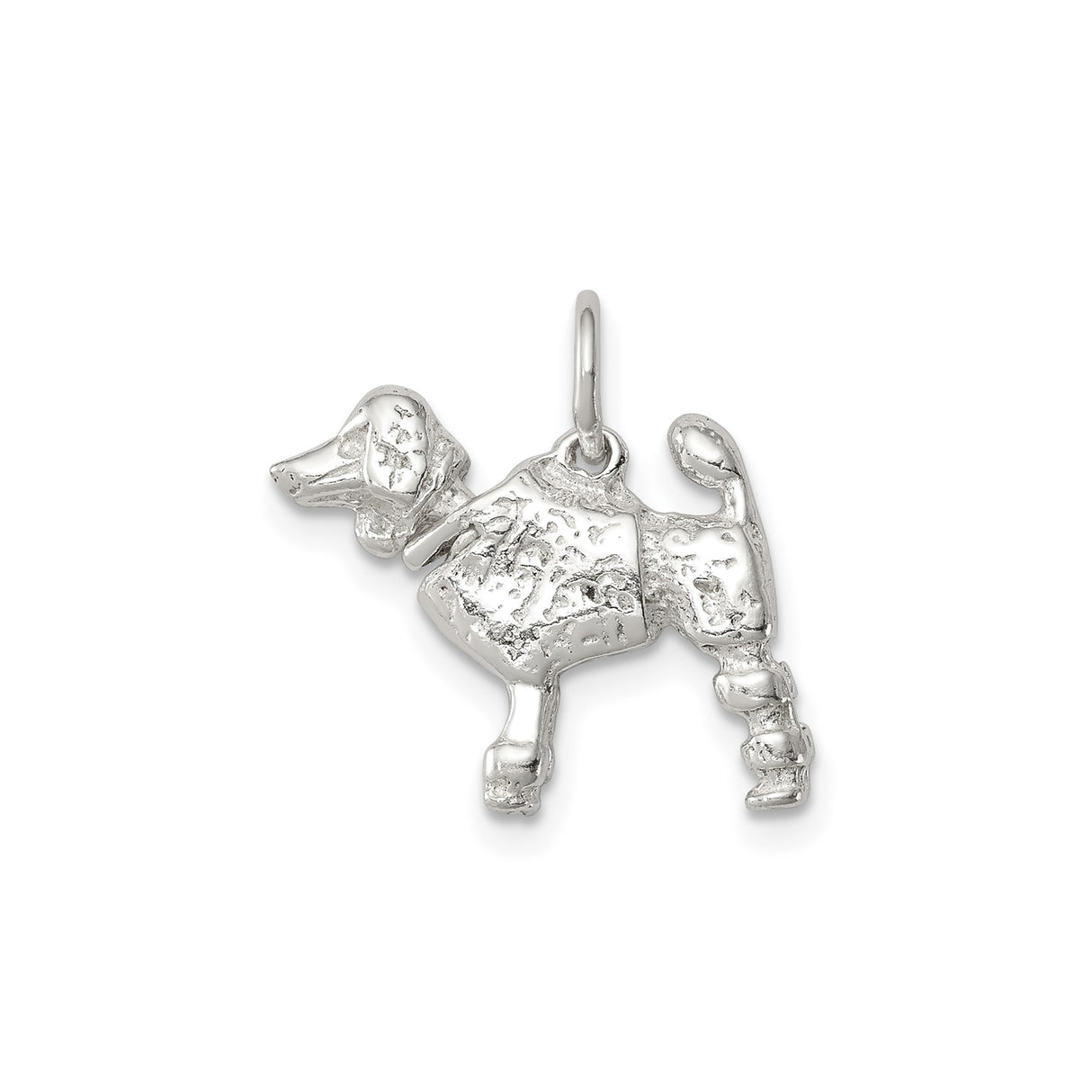 Sterling Silver Poodle Dog Pendant Charm, Detailed Animal Theme for Pet Lovers