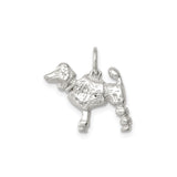 Sterling Silver Poodle Dog Pendant Charm, Detailed Animal Theme for Pet Lovers