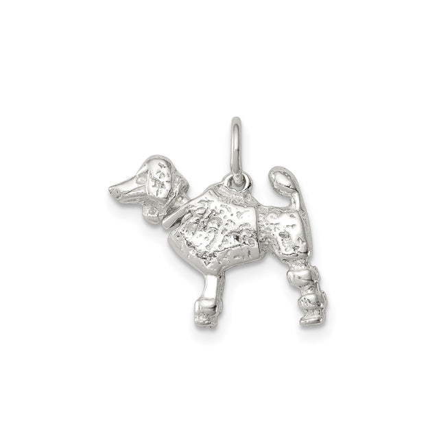 Sterling Silver Poodle Dog Pendant Charm, Detailed Animal Theme for Pet Lovers