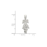 Sterling Silver Girl Pendant with Pigtail Stick Figure Design, Sentimental Family Charm