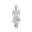 Sterling Silver Girl Pendant with Pigtail Stick Figure Design, Sentimental Family Charm