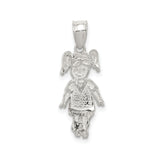 Sterling Silver Girl Pendant with Pigtail Stick Figure Design, Sentimental Family Charm