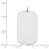 Sterling Silver Dog Tag Pendant with Polished Flat Surface, Military Style for Men or Unisex