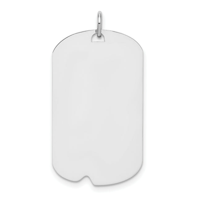Sterling Silver Dog Tag Pendant with Polished Flat Surface, Military Style for Men or Unisex