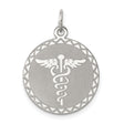 Caduceus Disc Charm Pendant in Real 925 Sterling Silver