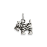Sterling Silver Scottish Terrier Charm Pendant, Textured Dog Silhouette Keepsake Jewelry