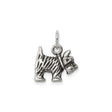 Sterling Silver Scottish Terrier Charm Pendant, Textured Dog Silhouette Keepsake Jewelry