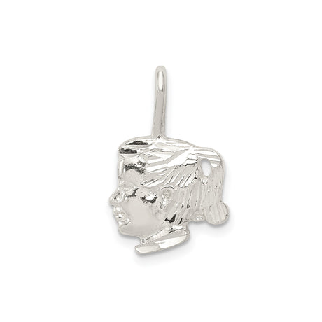 Sterling Silver Girl Profile Charm Pendant with Ponytail, Sentimental Family Keepsake Jewelry