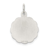 Sterling Silver Maid of Honor Pendant with Scalloped Edge and Bridal Figure