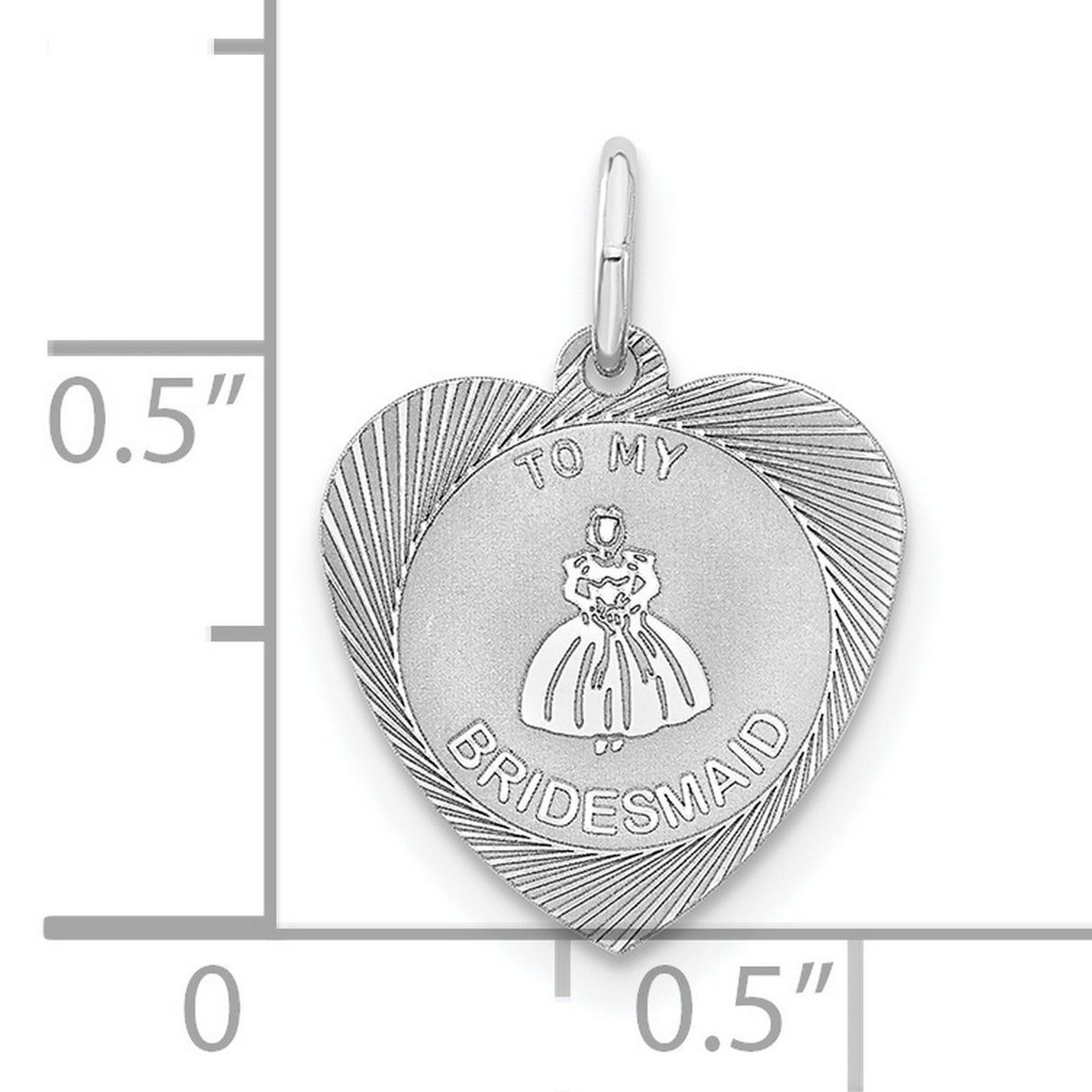 Sterling Silver Bridesmaid Pendant with Heart, Sentimental Wedding Keepsake Charm