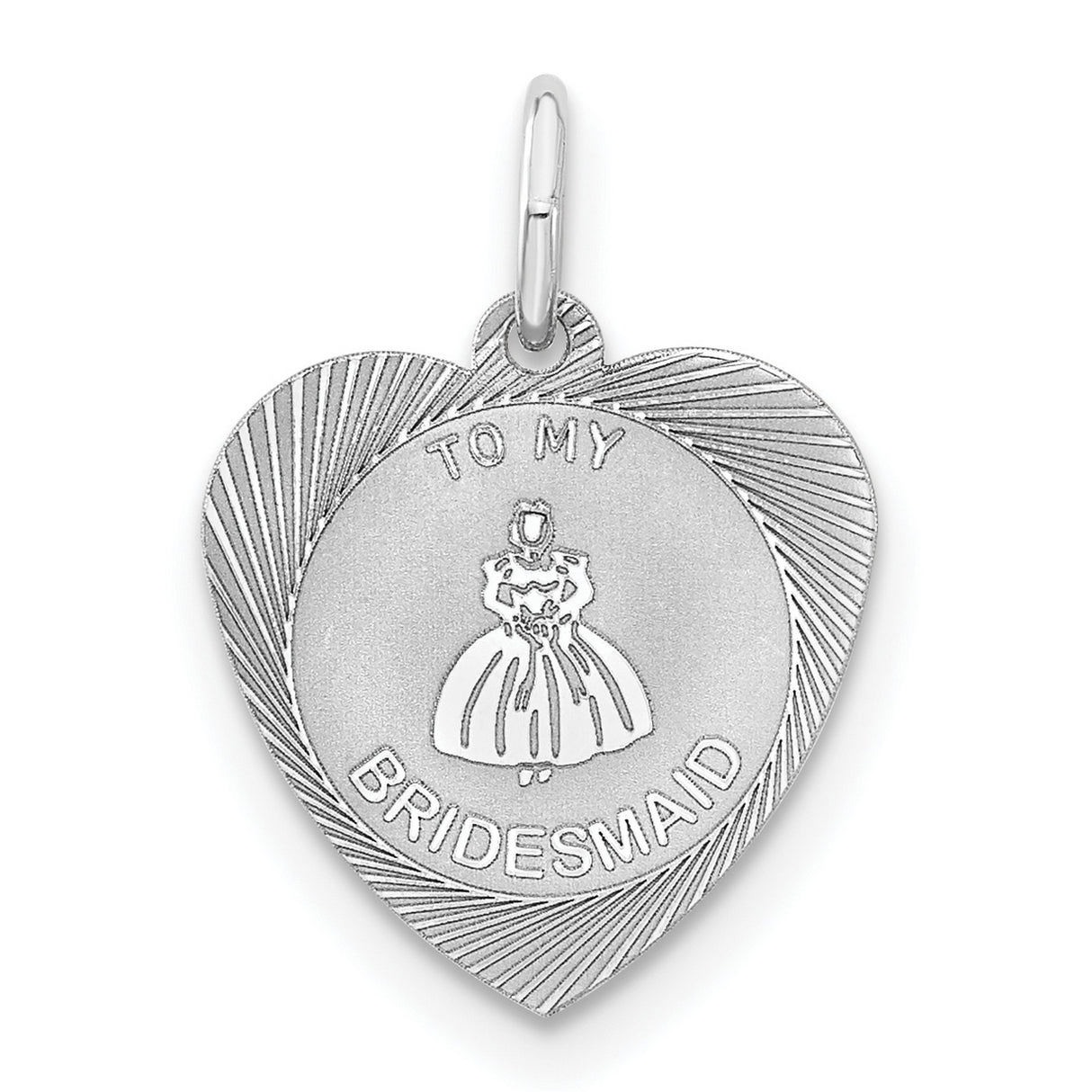 Sterling Silver Bridesmaid Pendant with Heart, Sentimental Wedding Keepsake Charm