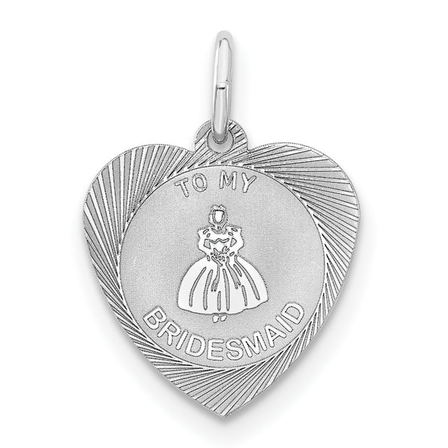 Sterling Silver Bridesmaid Pendant with Heart, Sentimental Wedding Keepsake Charm
