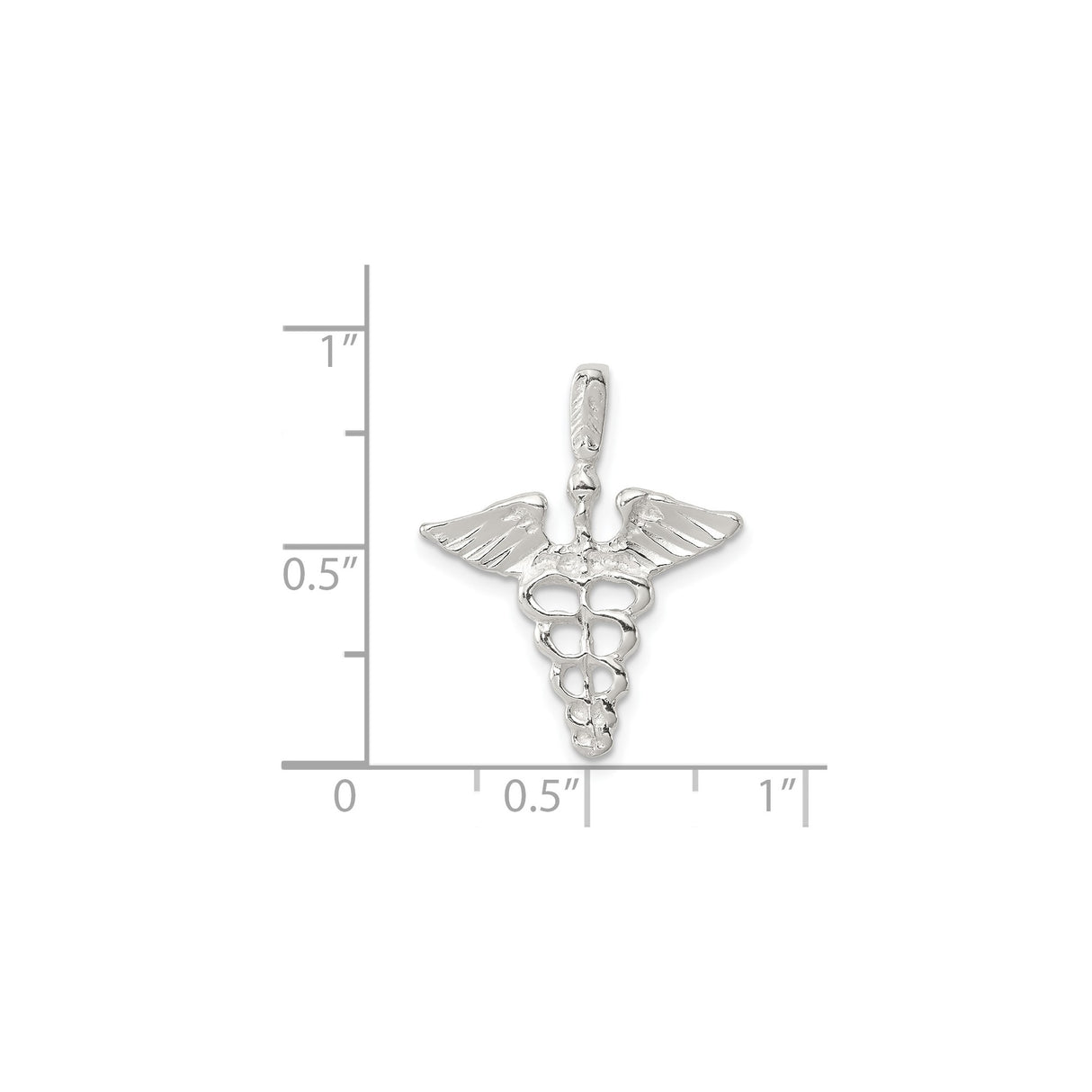 Sterling Silver Caduceus Pendant with Snake and Wings Symbol, Medical Jewelry for Healthcare Professionals