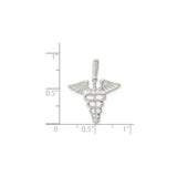 Sterling Silver Caduceus Pendant with Snake and Wings Symbol, Medical Jewelry for Healthcare Professionals