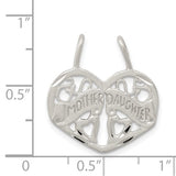 Sterling Silver Heart Split Pendant with Mother and Daughter Engraving, Two-Piece Keepsake Charm