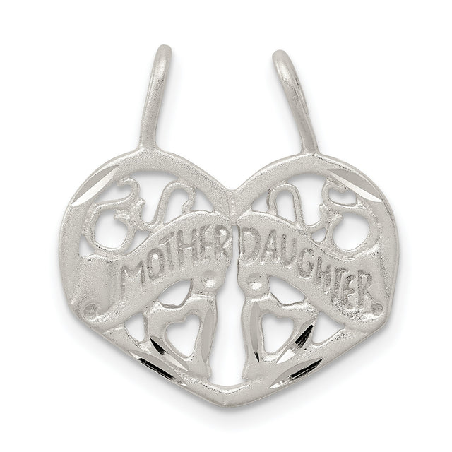 Mother Daughter 2-piece break apart Charm Pendant in Real 925 Sterling Silver
