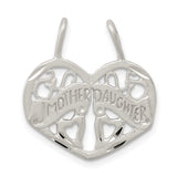Sterling Silver Heart Split Pendant with Mother and Daughter Engraving, Two-Piece Keepsake Charm