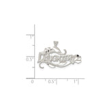 Sterling Silver Daughter Pendant with Floral Leaf Accents and Decorative Script Charm