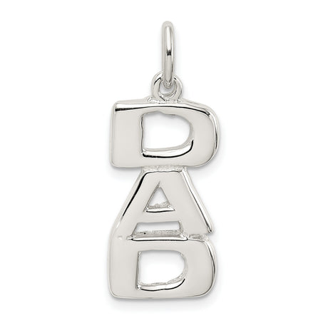 Sterling Silver Dad Pendant Charm with Vertical Block Letters, Minimal Keepsake Jewelry for Men