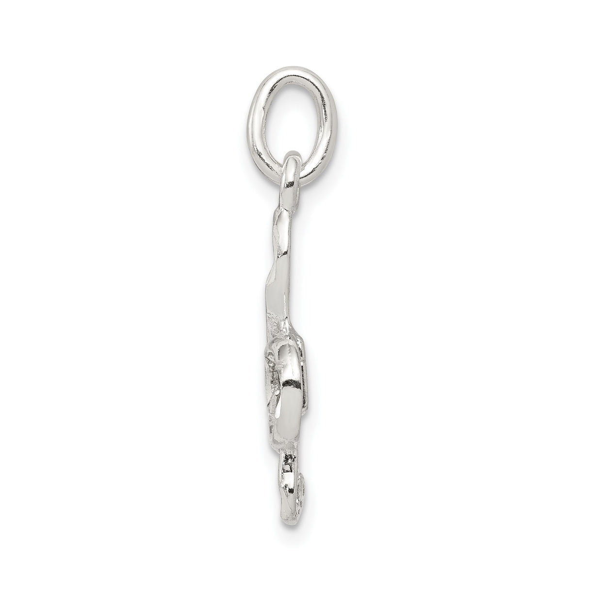 Sterling Silver Treble Clef Pendant Charm, Polished Open Music Symbol Design