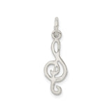 Sterling Silver Treble Clef Pendant Charm, Polished Open Music Symbol Design